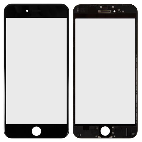 Скло корпуса для iPhone 6 Plus, з рамкою, з ОСА плівкою, чорне