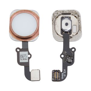 Шлейф для iPhone 6S, iPhone 6S Plus, кнопки Home, рожевий, золотистий, з пластиком