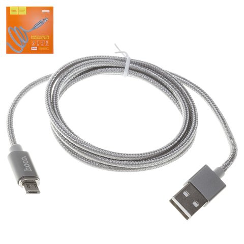 USB кабель Hoco U40A, USB тип A, micro USB тип B, 100 см, 2 A, сірий