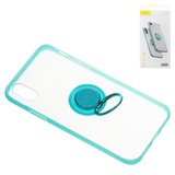 Чохол Baseus для iPhone X, iPhone XS, блакитний, матовий, з кільцем-тримачем, пластик, #WIAPIPH58-YD03