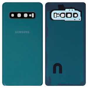 Задняя панель корпуса для Samsung G973 Galaxy S10, зеленая, со стеклом камеры