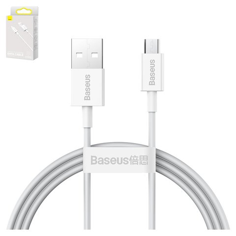 USB кабель Baseus Superior, USB тип A, micro USB тип B, 100 см, 2 A, білий, #CAMYS 02