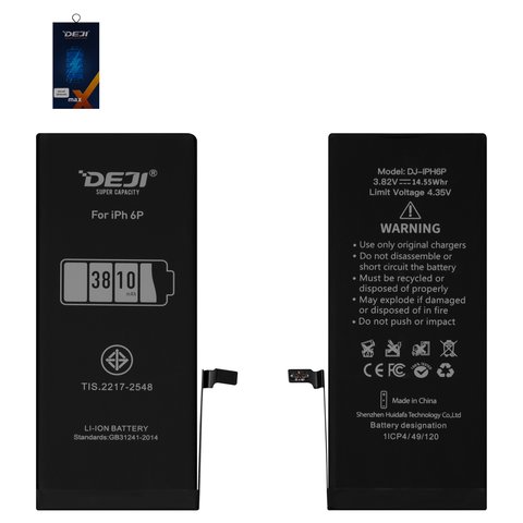 Акумулятор Deji для Apple iPhone 6 Plus, Li ion, 3,82 B, 3810 мАг, збільшена ємність, original IC