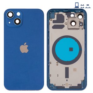 Корпус для iPhone 13, синій, з тримачем SIM карти, з боковими кнопками, blue