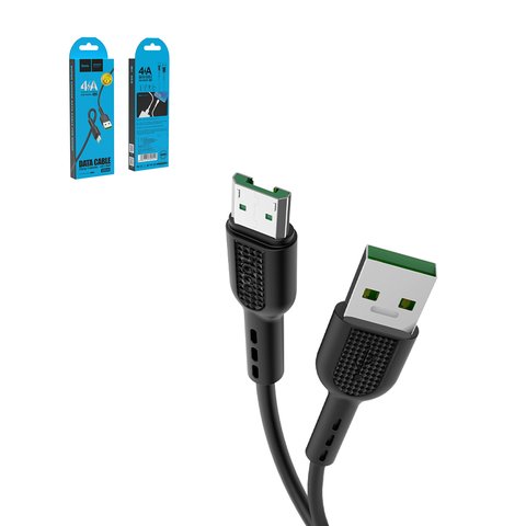 USB кабель Hoco X33, USB тип A, micro USB тип B, 100 см, 4 А, черный, VOOC, #6931474709141