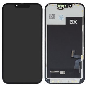 Дисплей для iPhone 13, черный, с рамкой, High Copy, OLED , GX OEM hard