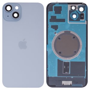 Задняя панель корпуса для iPhone 15 Plus, голубая, со стеклом камеры, High Copy