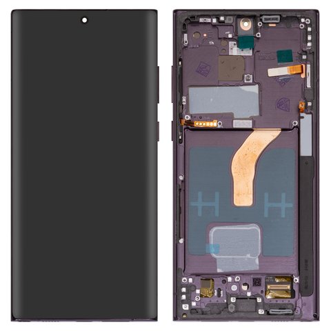 Дисплей для Samsung S908B Galaxy S22 Ultra 5G, фіолетовий, з рамкою, High Copy, OLED 