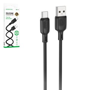 USB кабель Borofone BX113, USB тип C, USB тип A, 100 см, 3 A, чорний, #6941991115431