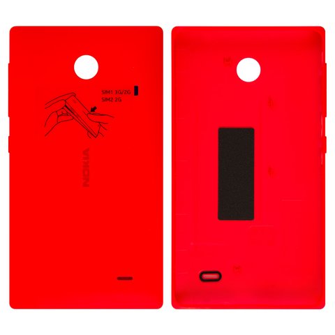 Housing Back Cover compatible with Nokia X Dual Sim, red, with side button 