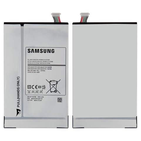 Battery EB BT705FBE compatible with Samsung T700 Galaxy Tab S 8.4, Li ion, 3.8 V, 4900 mAh, Original PRC  