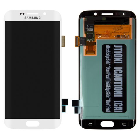 LCD compatible with Samsung G925F Galaxy S6 EDGE, white, without frame, original change glass 