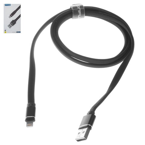 USB кабель Konfulon S77, USB тип A, Lightning, 100 см, 3 A, черный