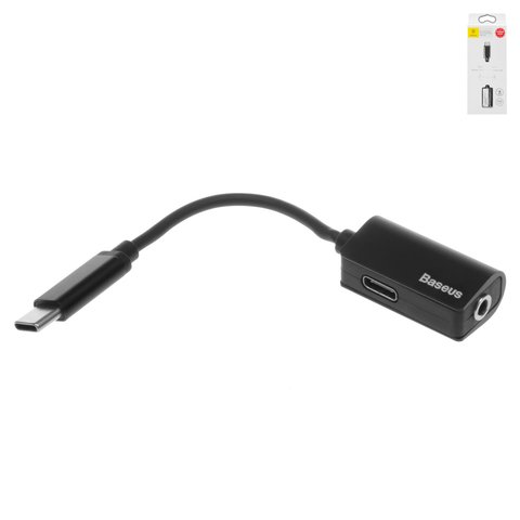 Adapter Baseus L40, supports microphone, from USB type C to 3.5 mm 2 in 1, USB type C, TRRS 3.5 mm, black, 1.5 A  #CATL40 01