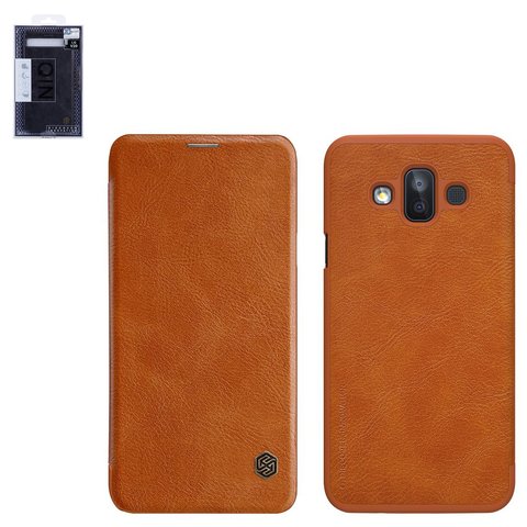 Чехол Nillkin Qin leather case для Samsung J720 Galaxy J7 Duo, коричневый, книжка, пластик, PU кожа, #6902048157682