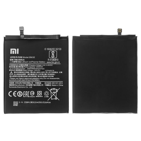 Batería BM3E puede usarse con Xiaomi Mi 8, Li Polymer, 3.85 V, 3400 mAh, Original PRC , M1803E1A