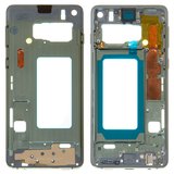 Parte media de carcasa puede usarse con Samsung G973 Galaxy S10, verde, con botones laterales, marco para fijar pantalla