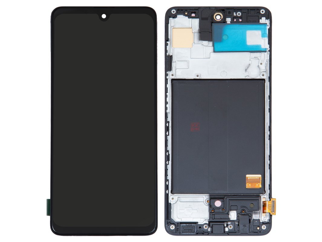 Дисплей для Samsung A515 Galaxy A51, черный, с рамкой, High Copy, с широким  ободком, (OLED) - All Spares