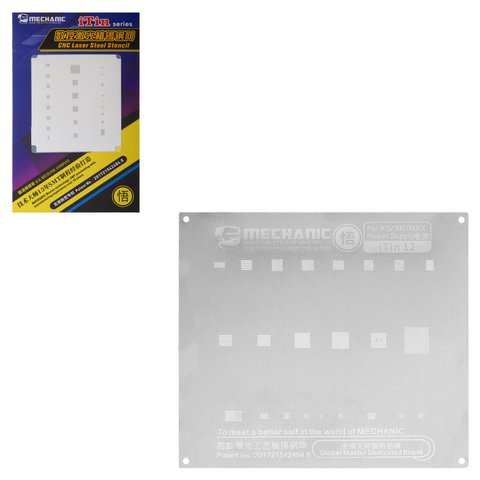 BGA Stencil Mechanic iTin 12 compatible with Apple iPhone XR, iPhone XS, iPhone XS Max, power supply 