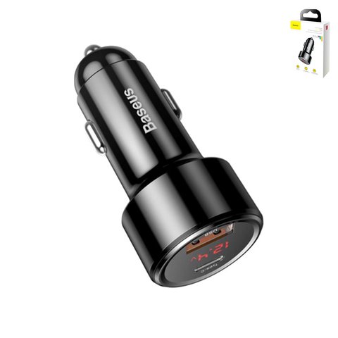 Car Charger Baseus Magic C20C, black, Quick Charge, with LCD, W, 6 A, 2 outputs, 12 24 V  #CCMLC20C 01