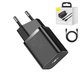 Mains Charger Baseus Super Si, (20 W, Quick Charge, black, with cable USB type C to Lightning for Apple, 1 output) #TZCCSUP-B01