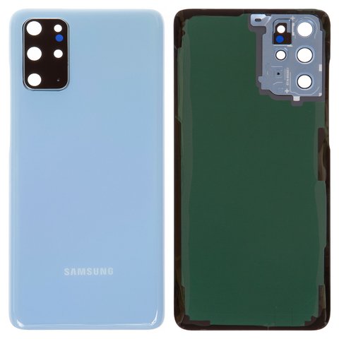 Panel trasero de carcasa puede usarse con Samsung G985 Galaxy S20 Plus, G986 Galaxy S20 Plus 5G, azul claro, con vidrio de cámara, cloud blue
