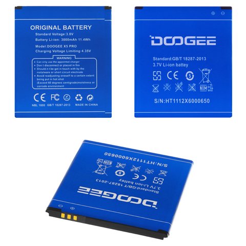 Battery compatible with Doogee X5, X5 Pro, X5S, Li ion, 3.8 V, 3000 mAh, Original PRC  