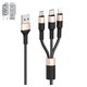 Cable USB Hoco X26, USB tipo-A, USB tipo C, micro USB tipo-B, Lightning, 100 cm, 2 A, negro, dorado, #6957531080275