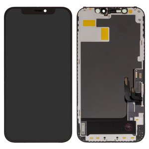 LCD compatible with iPhone 12, iPhone 12 Pro, black, with frame, HC, without IC, OLED , GK OEM hard 