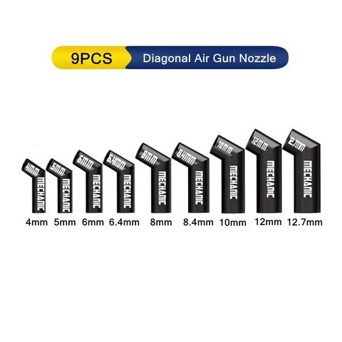 Насадка термофена Mechanic 861 Diagonal, изогнутая, 9in1, 4mm 5mm 6mm 6.4mm 8mm 8.4mm 10mm 12mm 12.7mm