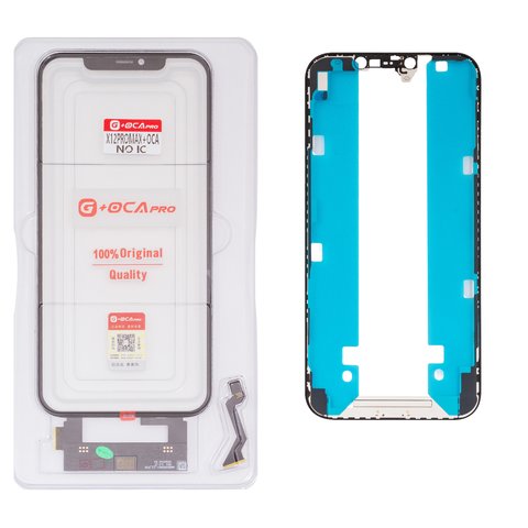 Touchscreen G+OCA PRO compatible with iPhone 12 Pro Max, with OCA film, with frame, black, without microcircuit 