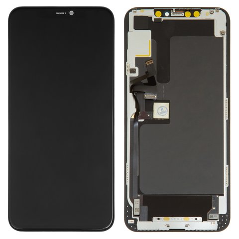 LCD compatible with iPhone 11 Pro Max, (black, with frame, HC, (OLED), GX  OEM hard) - GsmServer