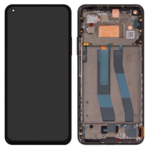 LCD compatible with Xiaomi Mi 11 Lite, Mi 11 Lite 5G, black, with frame, original change glass #WM6556Z21 1