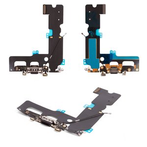 Cable flex puede usarse con iPhone 7 Plus, del conector de carga, del conector de auriculares, negro, con componentes