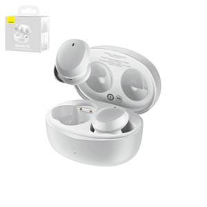 Auricular Baseus Bowie E2, inalámbrica, de vacío, blanco, con funda de carga, con cable USB Tipo C, #NGTW090002