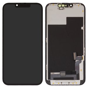 Pantalla LCD puede usarse con Apple iPhone 13, negro, con marco, HC, OLED 