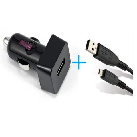 Автомобильное зарядное USB устройство + кабель микро USB >USB