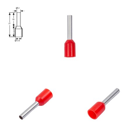 Наконечник VE1510, трубчастый, изолированный, красный, 10 шт., 1,5 мм², 10 мм