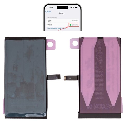 Аккумулятор для iPhone 14, Li ion, 3,87 B, 3580 мАч, повышенная ёмкость, без ошибки, A2863 , genuine IC