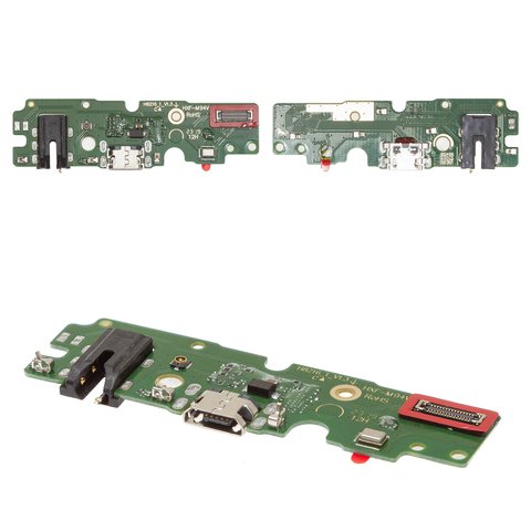 Шлейф для Tecno Spark 6, конектора навушників, конектора зарядки, з мікрофоном, з компонентами, High Copy, плата зарядки