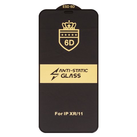 Защитное стекло ESD 6D для Apple iPhone 11, iPhone XR, совместимо с чехлом, Full Glue, Anti Static, без упаковки , черный