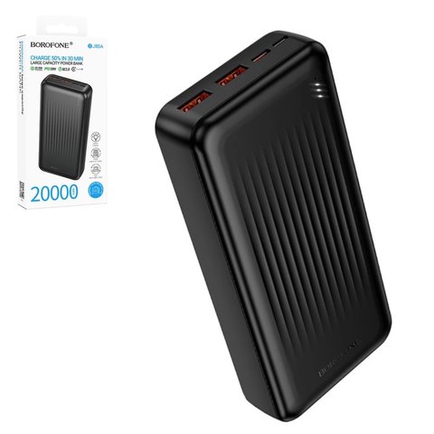 Power bank Borofone BJ80A, 20000 мАч, 22,5 Вт, черный, Quick Charge, Power Delivery PD , #6941991121616