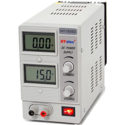 DC Fuente de alimentación HYelec HY1505D  Pantalla LCD ; 0 15V;0 5A  