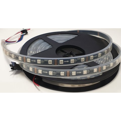 Tira de luces LED RGB SMD5050,  WS2818 (negra, con controles, IP65, 12 V, 60 diodos LED/m, 5 m)